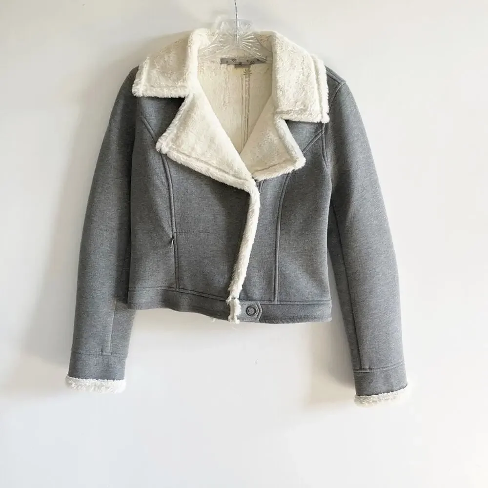 Athleta 2 in 1 Convertible Faux Fur Moto Jacket - Picture 4 of 12